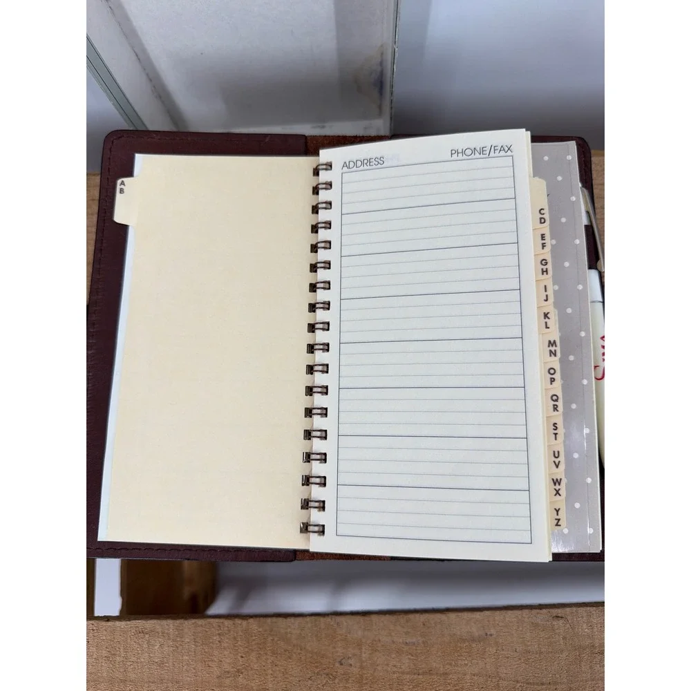 Vintage St. Dennis Pocket Size Agenda Burgundy Leather Diary‎ Address Book NOS